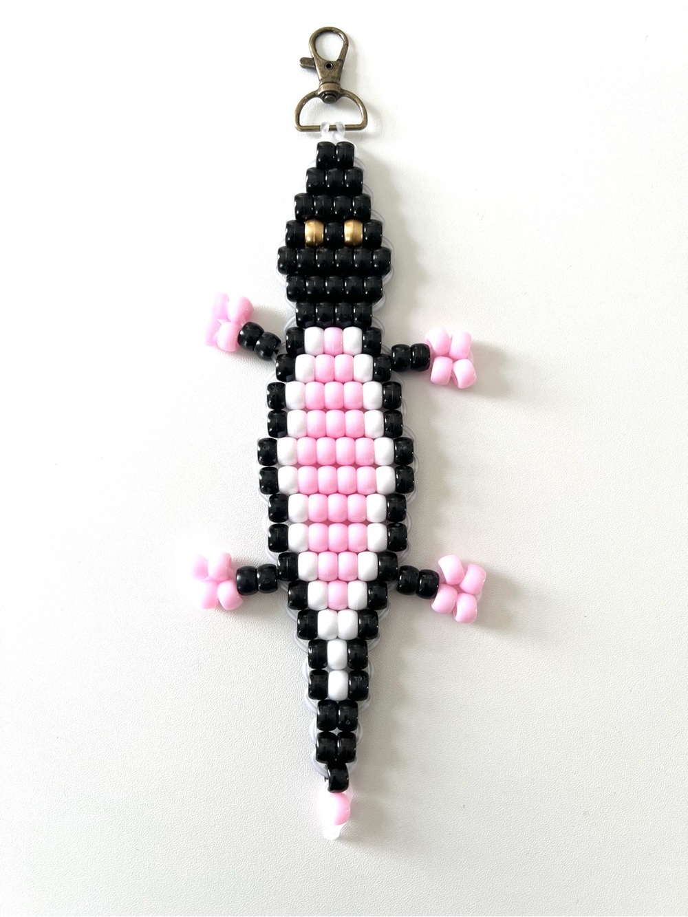 Handmade Beaded Crocodile Keychain 8.5”